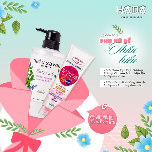 Combo Sữa tắm và Sữa rửa mặt Softymo Kose