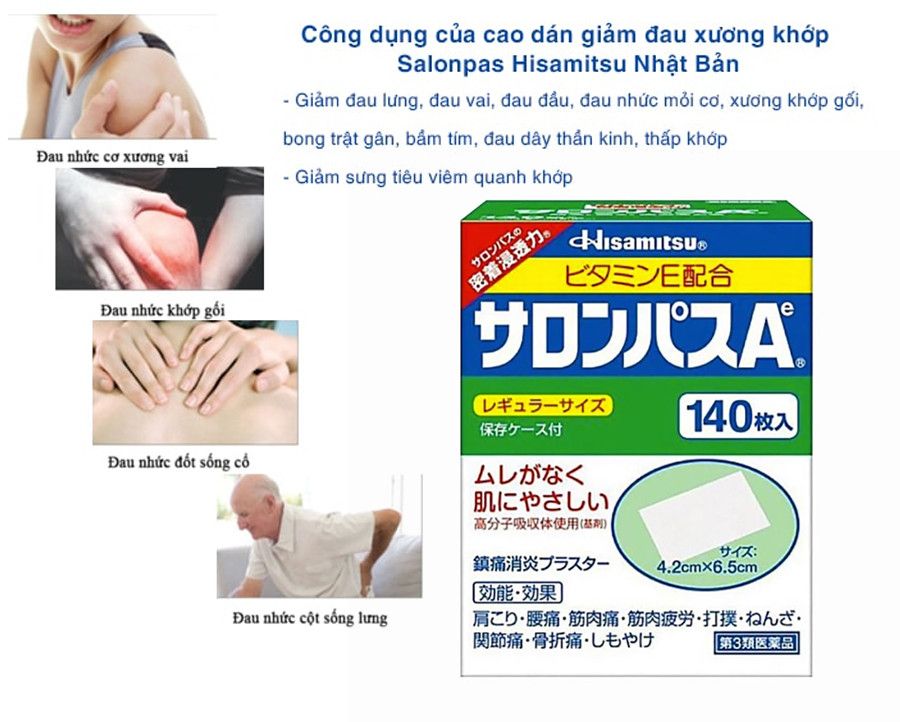 Cao dán giảm đau Salonpas Hisamitsu 140 miếng