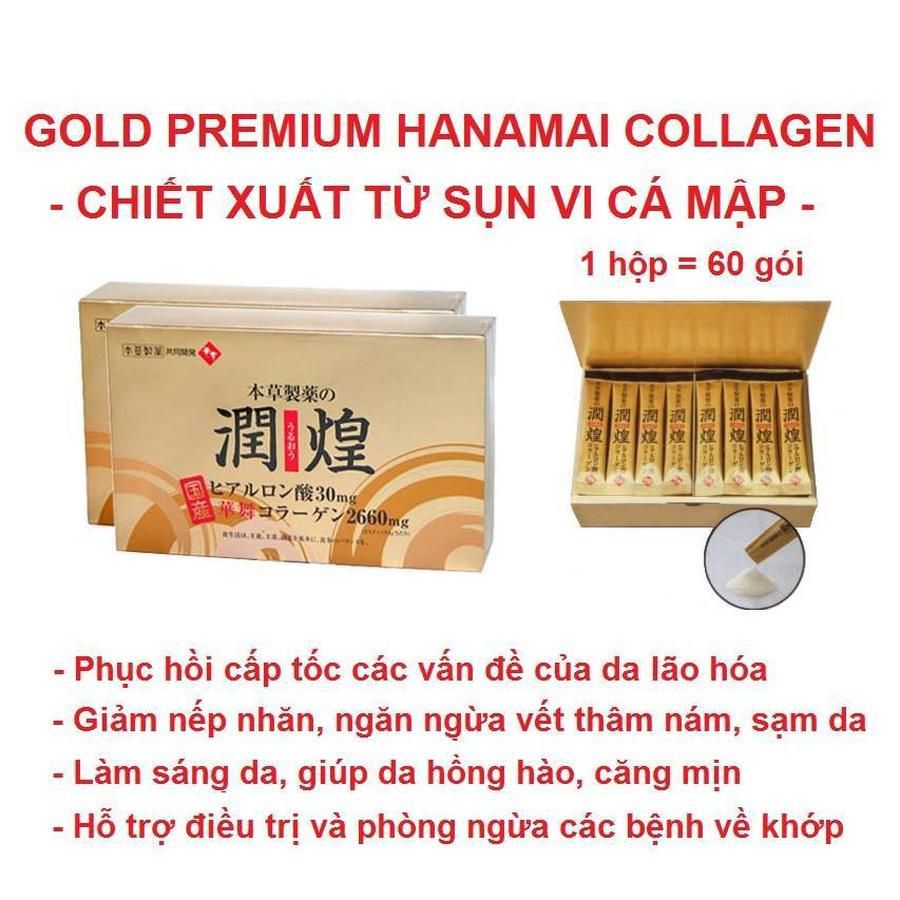 Collagen Sụn Vi Cá Mập Hanamai Collagen Gold Premium Hộp 60 gói