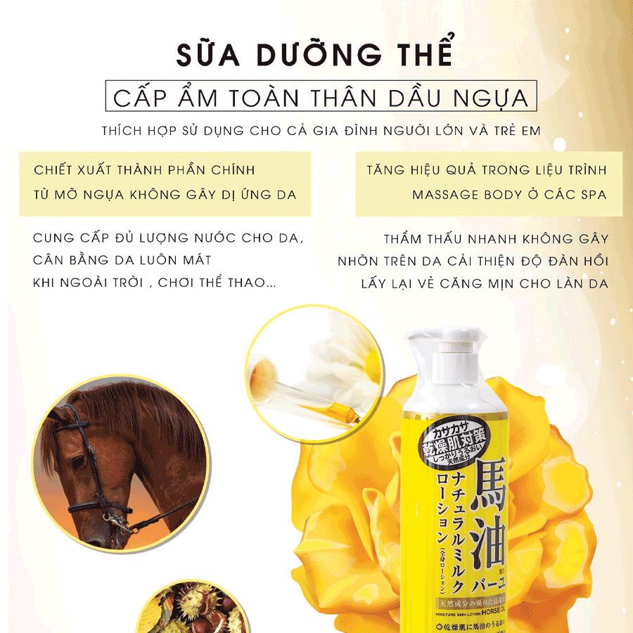 Sữa dưỡng thể cấp ẩm toàn thân dầu Ngựa Loshi Moisture Skin Lotion Horse Oil 485ml