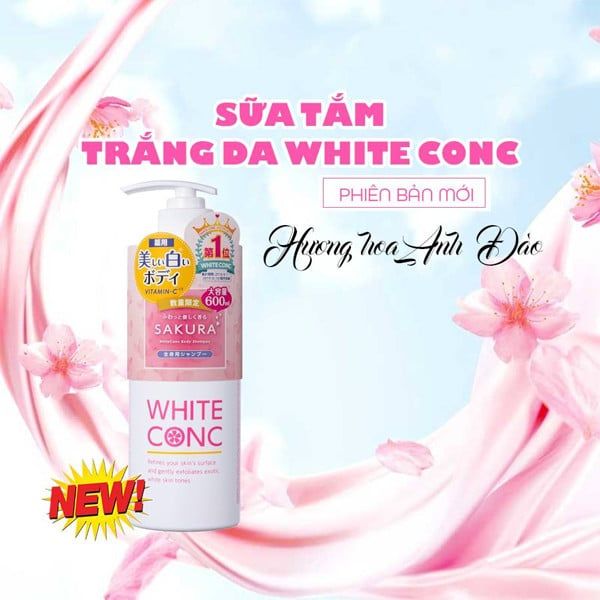 Sữa Tắm Dưỡng Trắng Da Toàn Thân White Conc - Hương Anh Đào 600ml