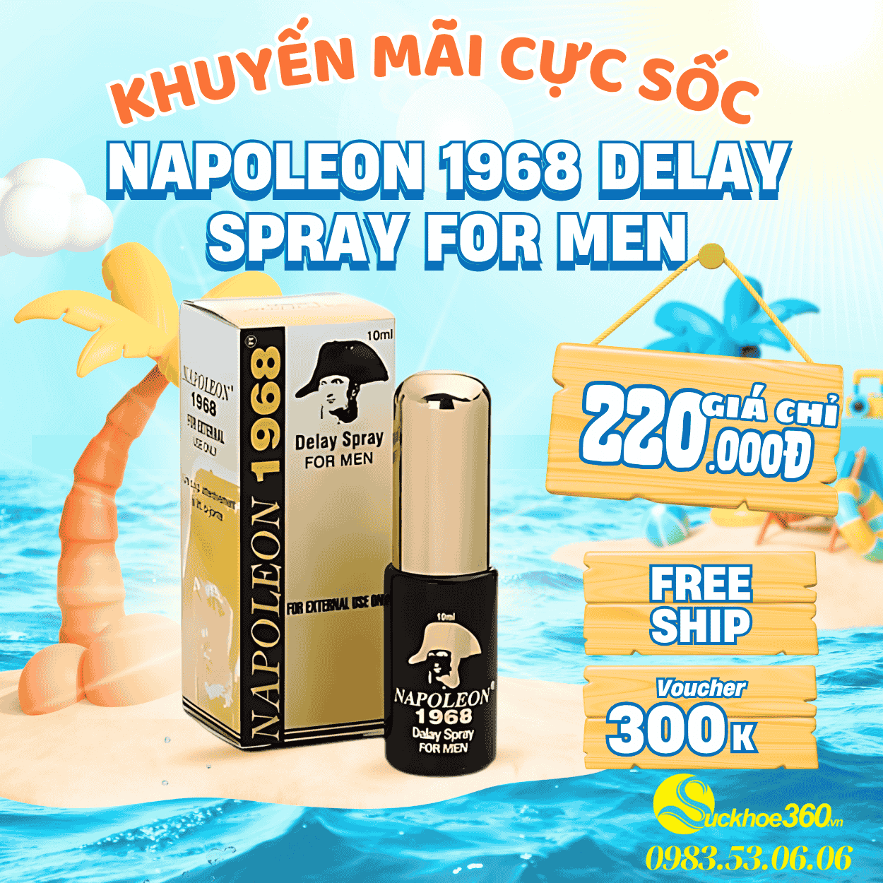  Napoleon 1968 Delay Spray For Men - Giúp nam giới tăng thời gian quan hệ hiệu quả 