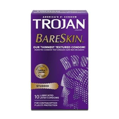  Bao cao su có gai Trojan Studded Bareskin - 10 Pack dành cho nam 