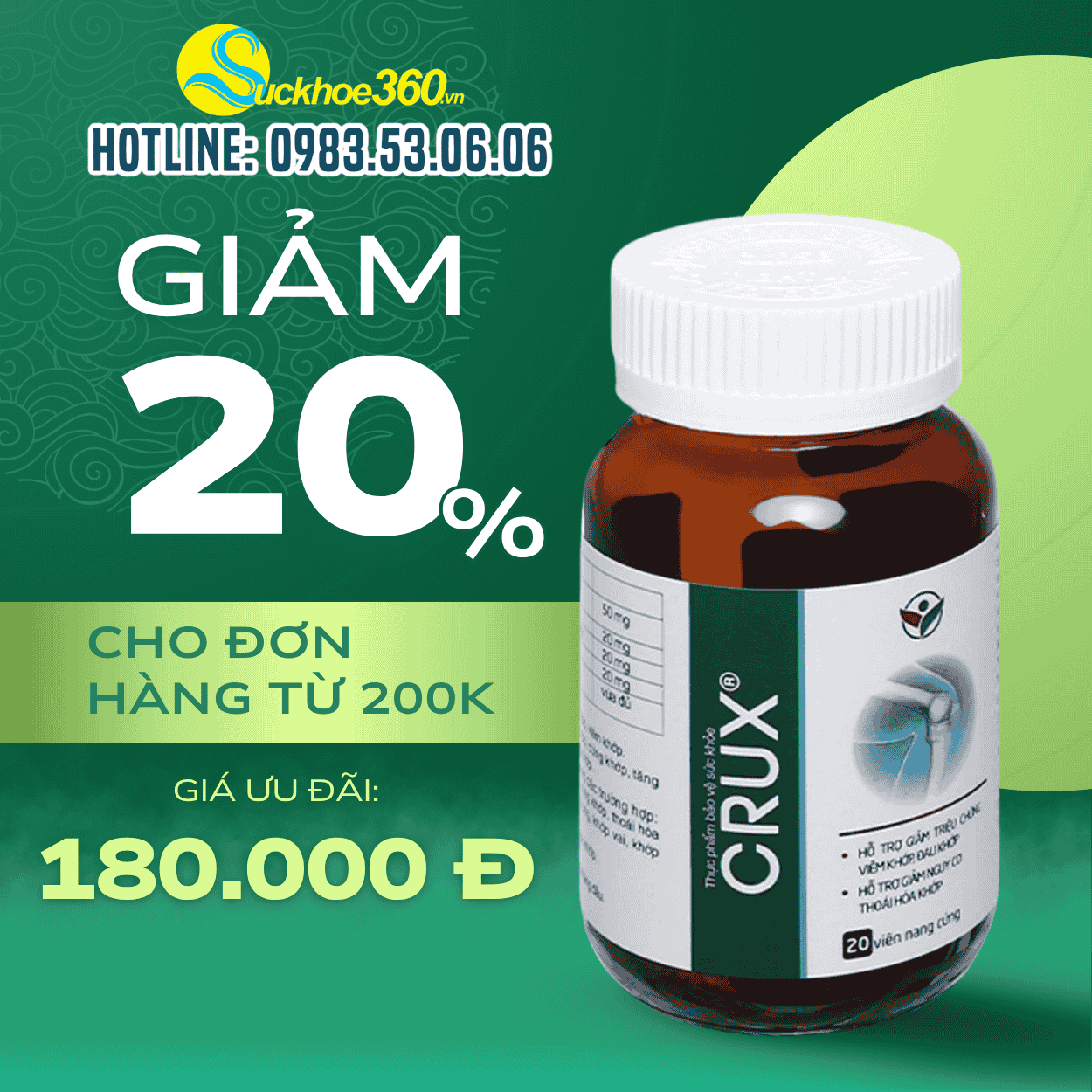  Viên uống Crux - Hỗ trợ giảm đau nhức xương khớp 