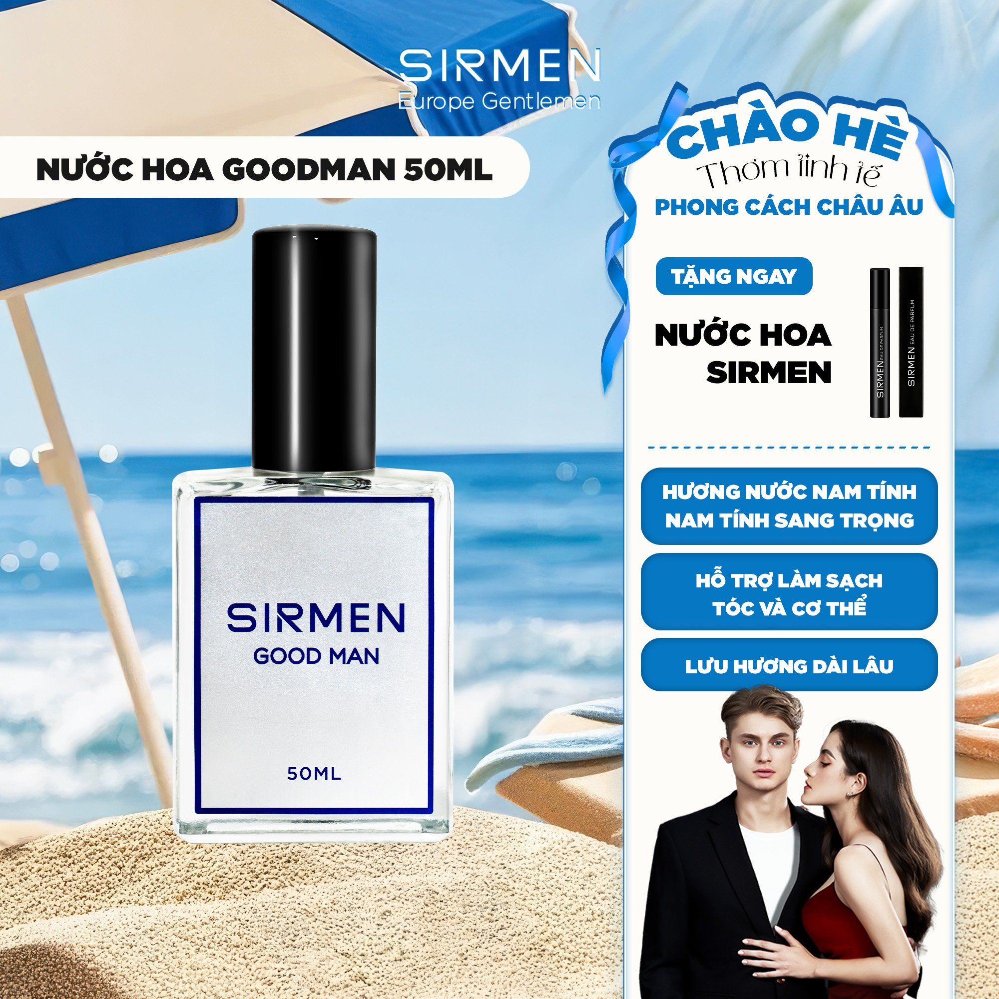  [Chai - 50ml] Nước hoa nam SIRMEN GOOD MAN Eau de Parfum cao cấp chai thơm lịch lãm cuốn hút 