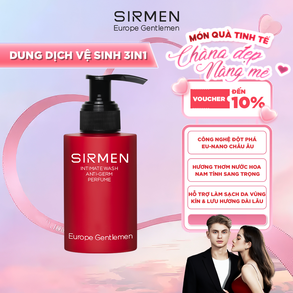  [CHE TÊN SẢN PHẨM] Dung dịch vệ sinh nam 3 in 1 SIRMEN Europe Gentlemen hương nước hoa châu Âu nam tính quyến rũ cao cấp 100g 