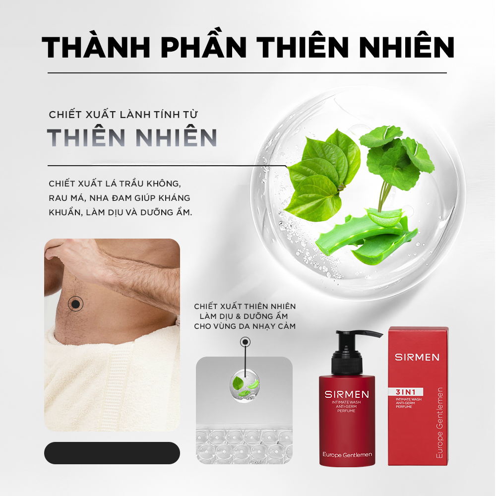  Bộ quà tặng cho nam VENICE EUROPE Sữa rửa mặt nam 2in1 100g Dầu gội nam 3in1 320g và Dung dịch vệ sinh nam 3in1 100g hương nước hoa SIRMEN Europe Gentlemen 