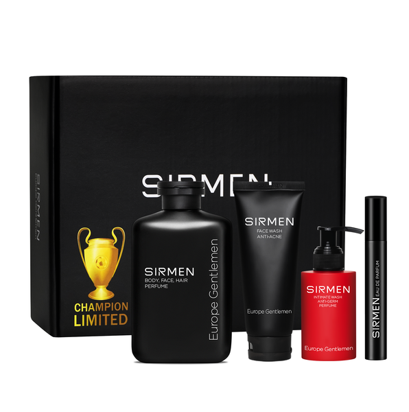  Bộ quà tặng cho nam MANC CLUB gồm Sữa tắm gội nam - Sữa rửa mặt nam - Dung dịch vệ sinh nam và Nước hoa nam 10ml hương nước hoa SIRMEN Europe Gentlemen 