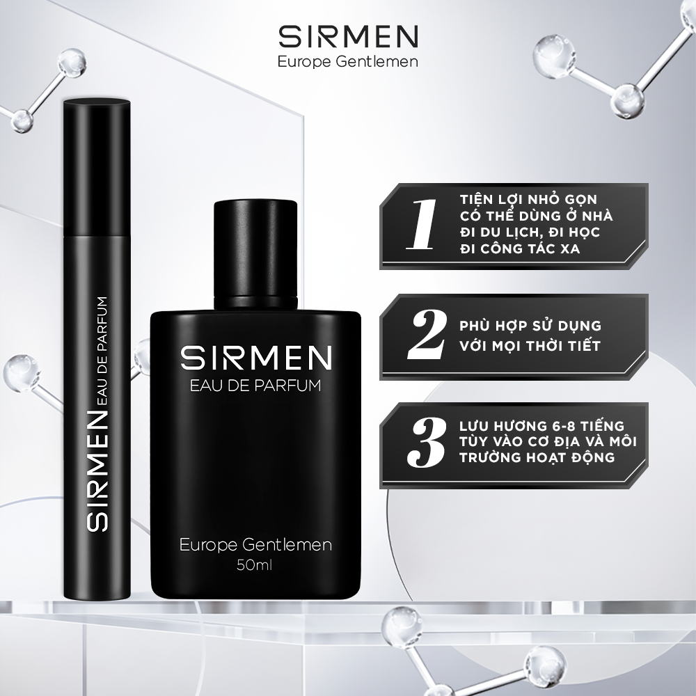  [Hộp 2 chai - 10ml] Nước hoa nam SIRMEN Signature Eau de Parfum Europe Gentlemen cao cấp thơm tự nhiên sang trọng 