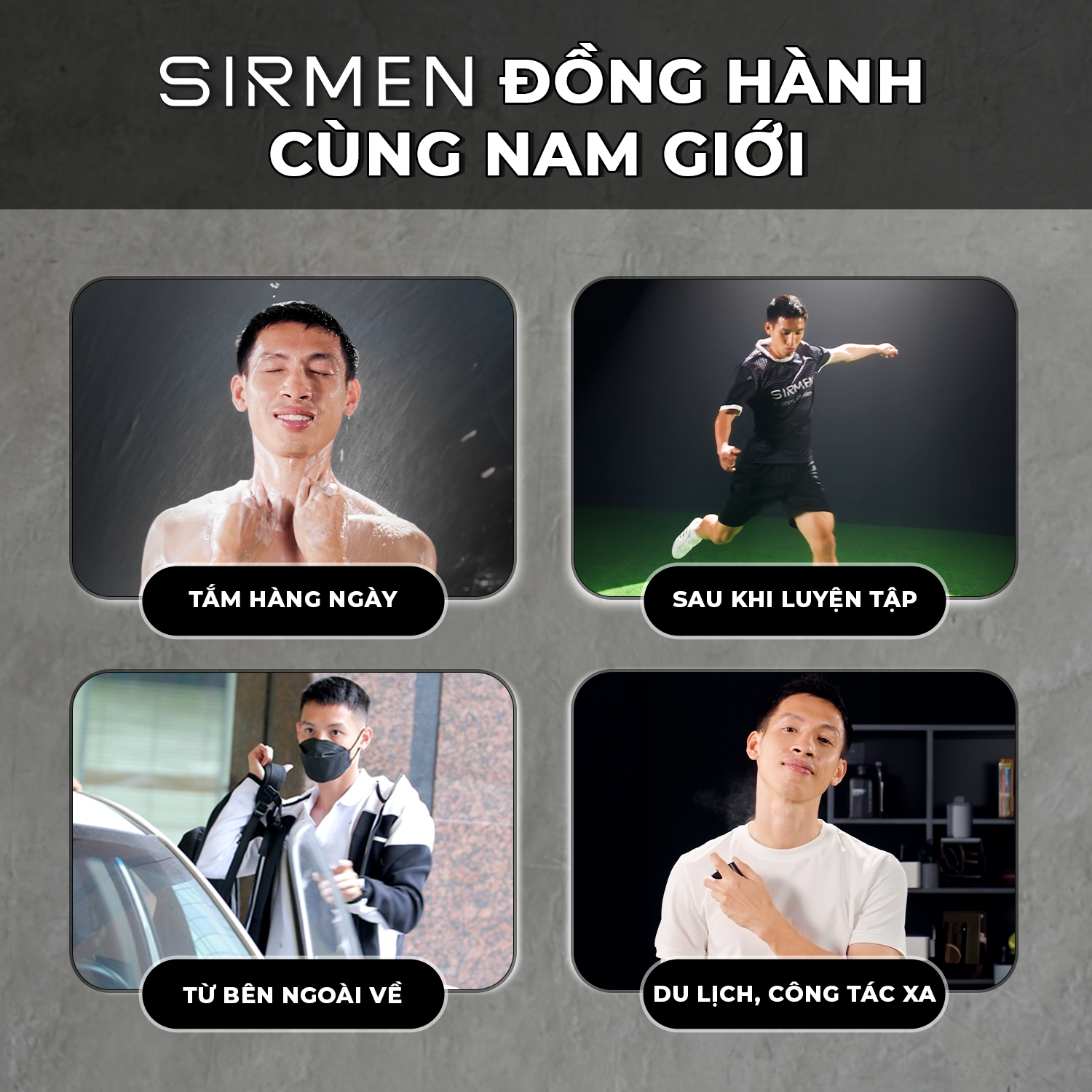 Sữa tắm gội nam 4 in 1 hương nước hoa châu Âu SIRMEN Europe Gentlemen cao cấp 350g công nghệ EU-Nano đậm đặc gấp 2 lần