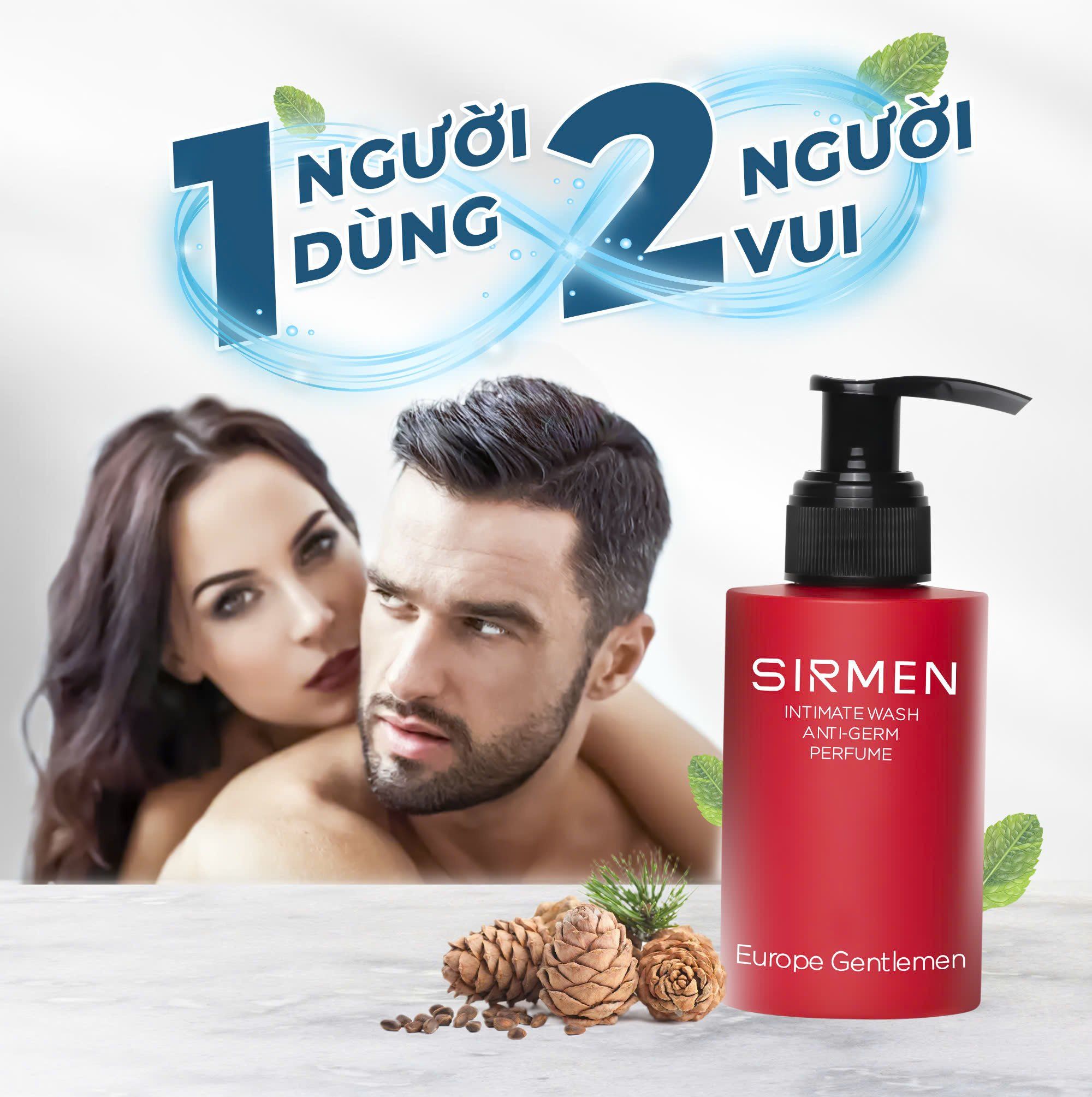  [CHE TÊN SẢN PHẨM] Dung dịch vệ sinh nam 3 in 1 SIRMEN Europe Gentlemen hương nước hoa châu Âu nam tính quyến rũ cao cấp 100g 