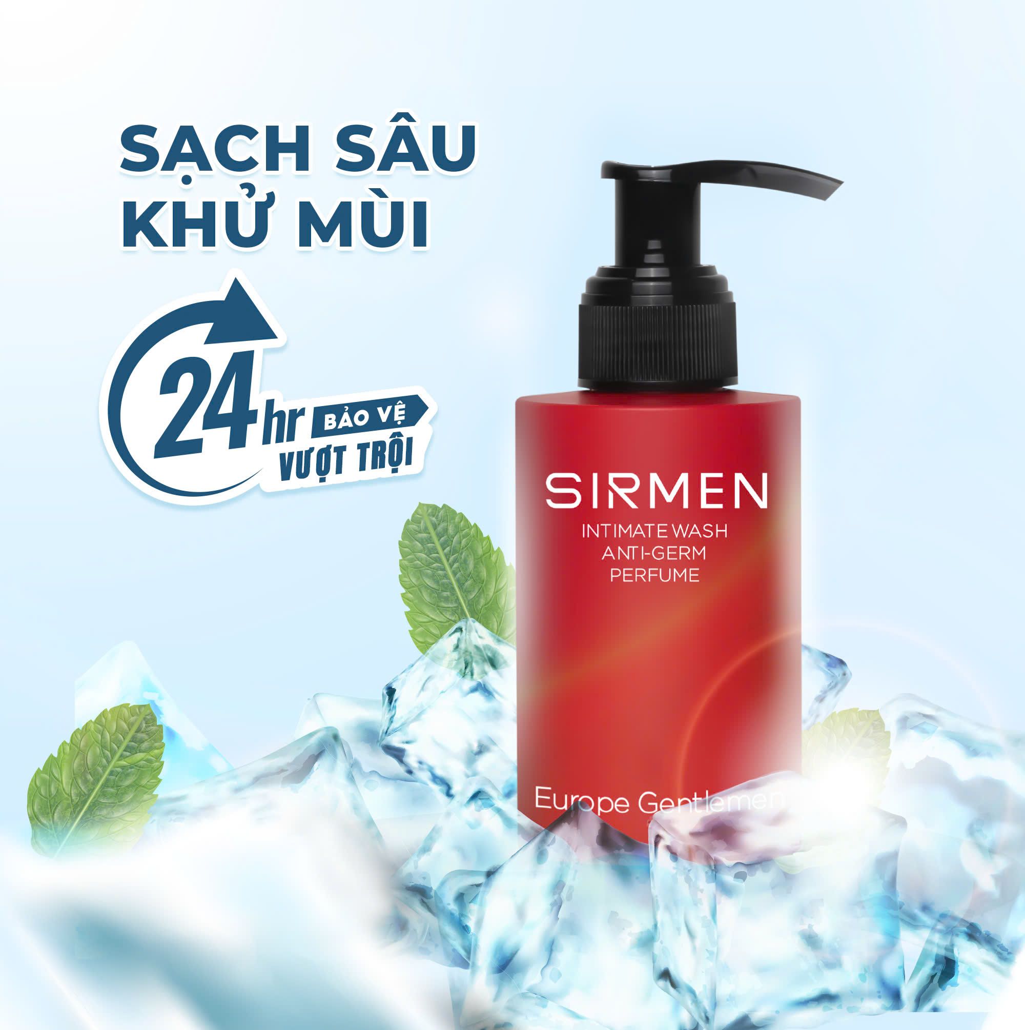  [CHE TÊN SẢN PHẨM] Dung dịch vệ sinh nam 3 in 1 SIRMEN Europe Gentlemen hương nước hoa châu Âu nam tính quyến rũ cao cấp 100g 