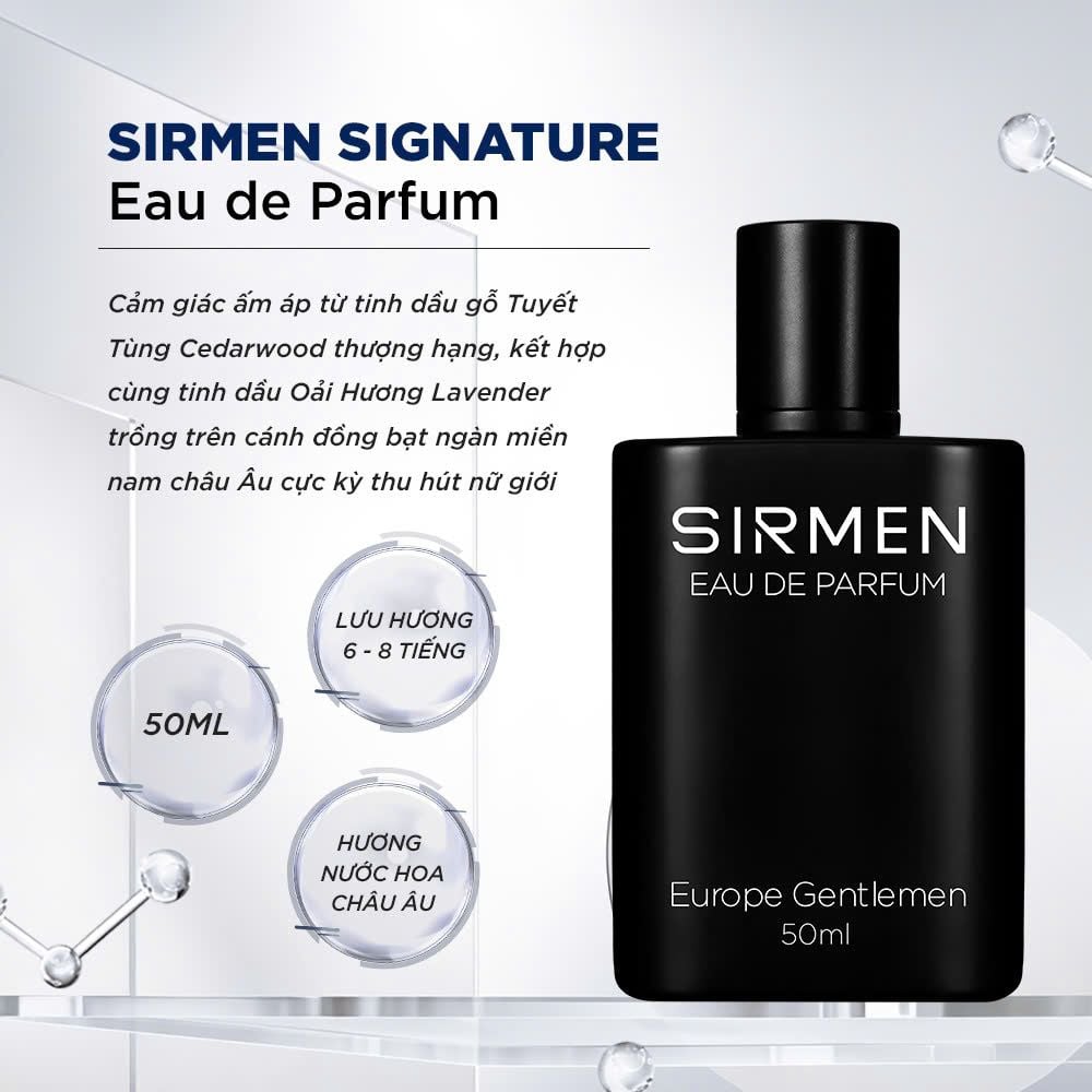  [Chai - 50ml] Nước hoa nam SIRMEN Signature Eau de Parfum Europe Gentlemen cao cấp chai 50ml thơm tự nhiên sang trọng 