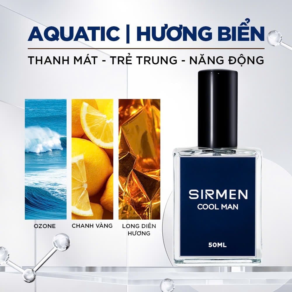  [Chai - 50ml] Nước hoa nam SIRMEN COOL MAN Eau de Parfum cao cấp chai thơm thanh mát, trẻ trung, năng động 