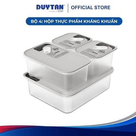 Bộ 4 Hộp thực phẩm kháng khuẩn Matsu Lock, nhựa PP, gioăng silicone cao cấp, không chứa BPA
