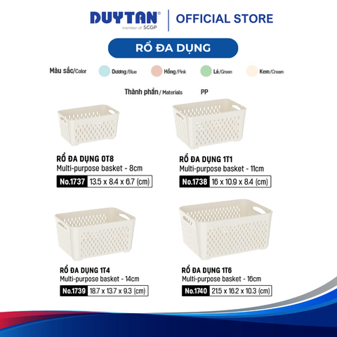 Rổ Nhựa Đa Dụng MATSU – Nhựa PP Nguyên Sinh, Đựng Thực Phẩm & Vật Dụng