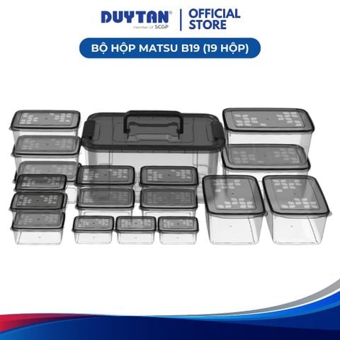 Bộ hộp Matsu B19, bộ19 hộp đựng thực phẩm DUY TÂN đủ size từ 150 - 7200ml dùng được cho lò vi sóng