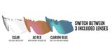  KÍNH CHẠY BỘ TIFOSI SLEDGE LITE | CRYSTAL SMOKE Tròng Clarion Blue, AC Red & Clear 