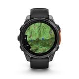  Đồng Hồ Garmin fēnix E – 47 mm, AMOLED Slate Gray Steel with Black Silicone Band 