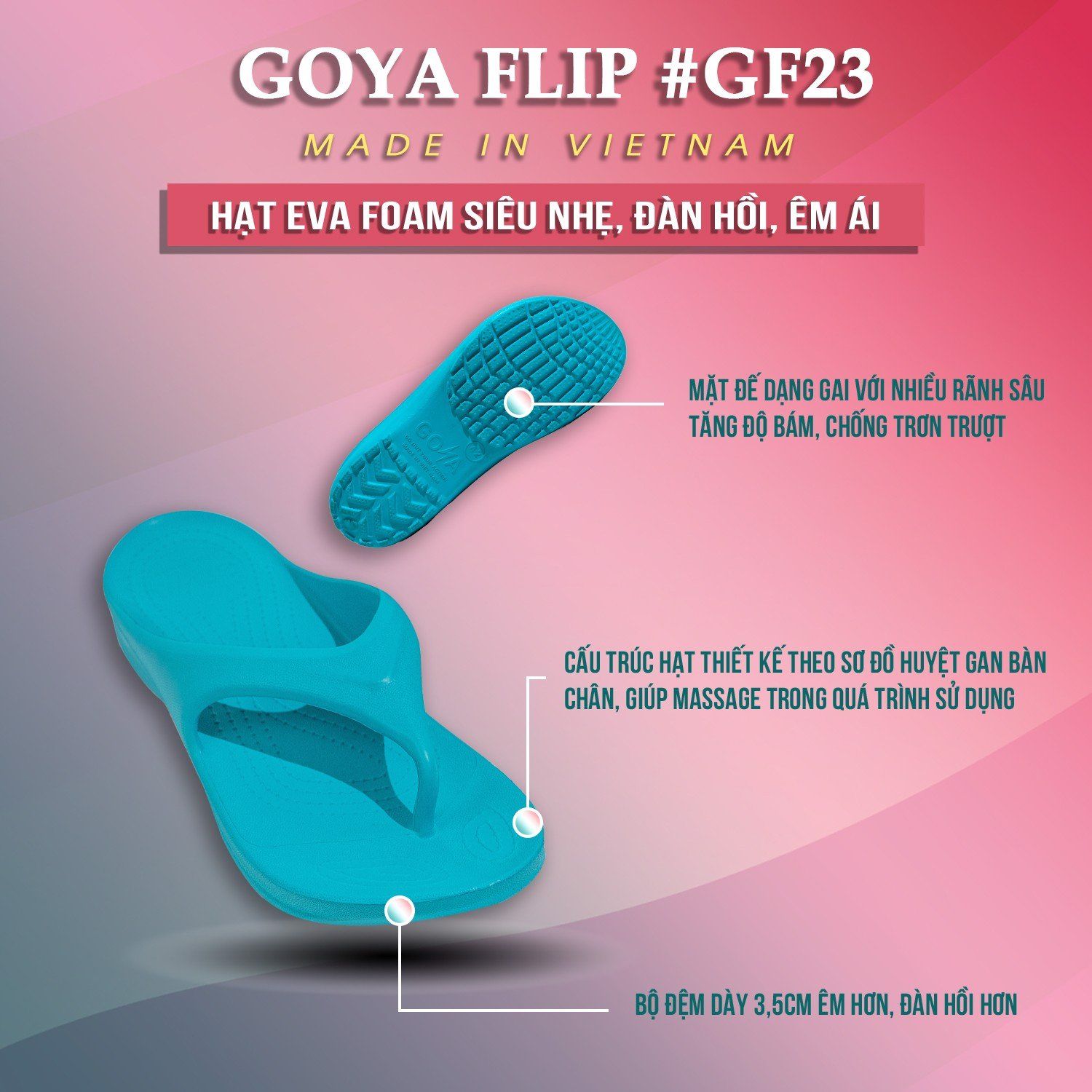  Dép Thể Thao Cao Cấp Goya Flip GF23 - Màu Xanh 