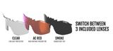  KÍNH CHẠY BỘ TIFOSI SLEDGE | MATTE BLACK Tròng Smoke, AC Red & Clear 