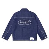  FEARLESS Oval Logo raw denim jacket 