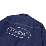  FEARLESS Oval Logo raw denim jacket 