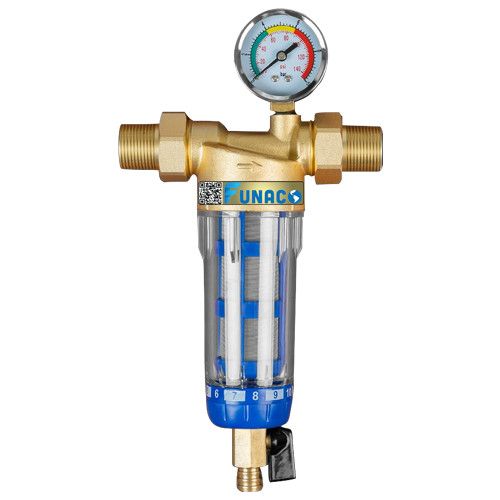 Bộ Lọc Nước Thô Đầu Nguồn Ren 21 Kèm Đồng Hồ Áp
