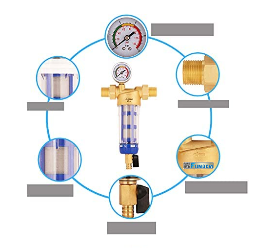 Bộ Lọc Nước Thô Đầu Nguồn Ren 21 Kèm Đồng Hồ Áp