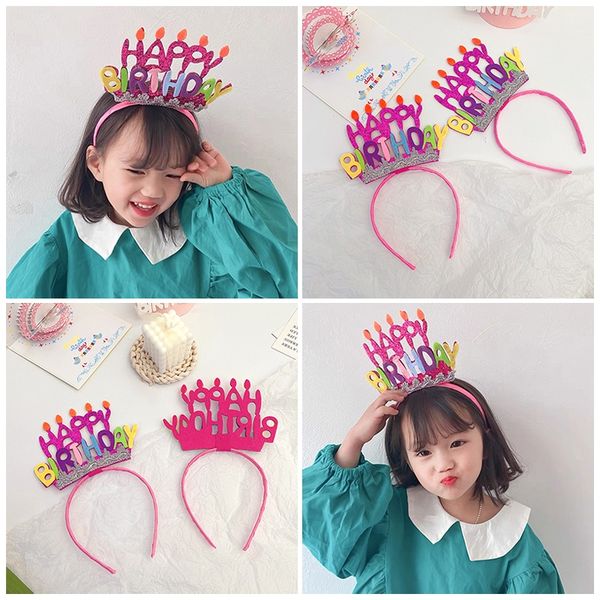  Cài tóc sinh nhật chữ Happy Birthday kim tuyến (hồng nến) 