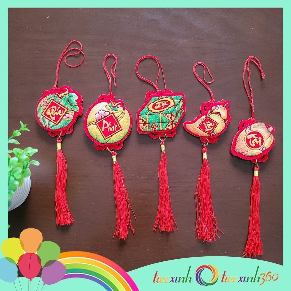  Set 5 phụ kiện nỉ nhung treo trang trí Tết (ngẫu nhiên) Mẫu ngũ quả - chữ 