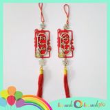  Set 2 phụ kiện treo trang trí Tết bằng gỗ viền nhung ( An Vui) 
