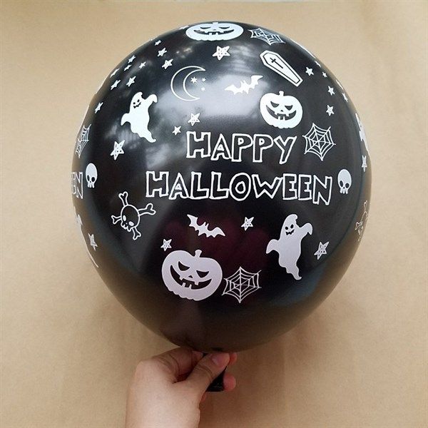  Bong bóng cao su trang trí Halloween-Màu đen gói 10 cái 
