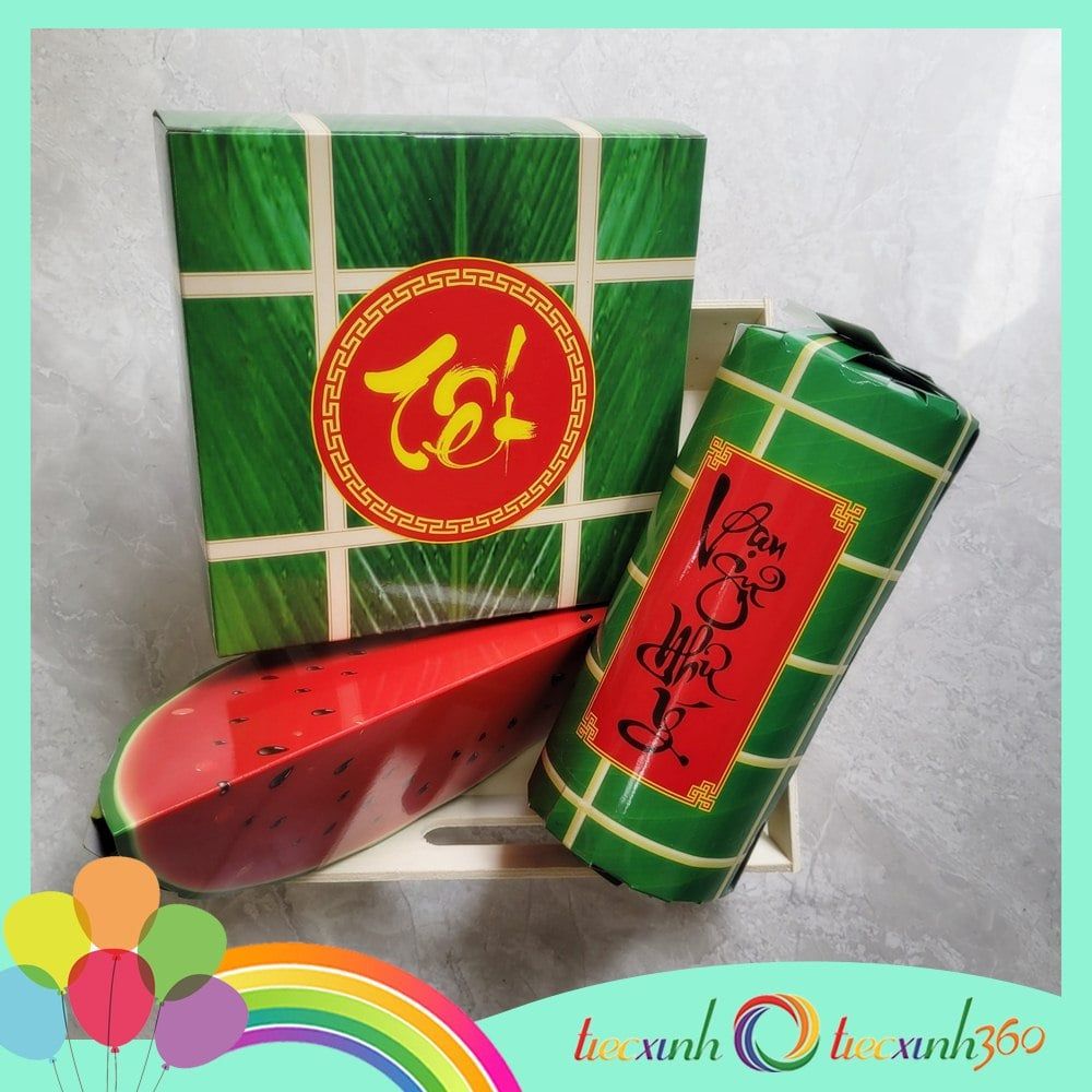  Set dưa hấu bánh chưng bánh tét trang trí tết bằng giấy ( Lớn) 