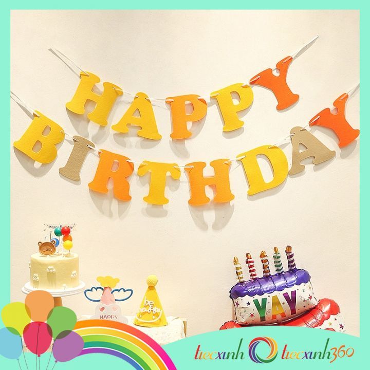  Dây chữ sinh nhật vải nỉ Happy Birthday - NM ngẫu nhiên 