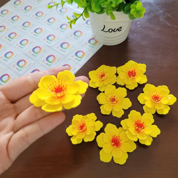  Hoa mai mút nhuỵ nổi trang trí tết size 5cm (8 cái) 