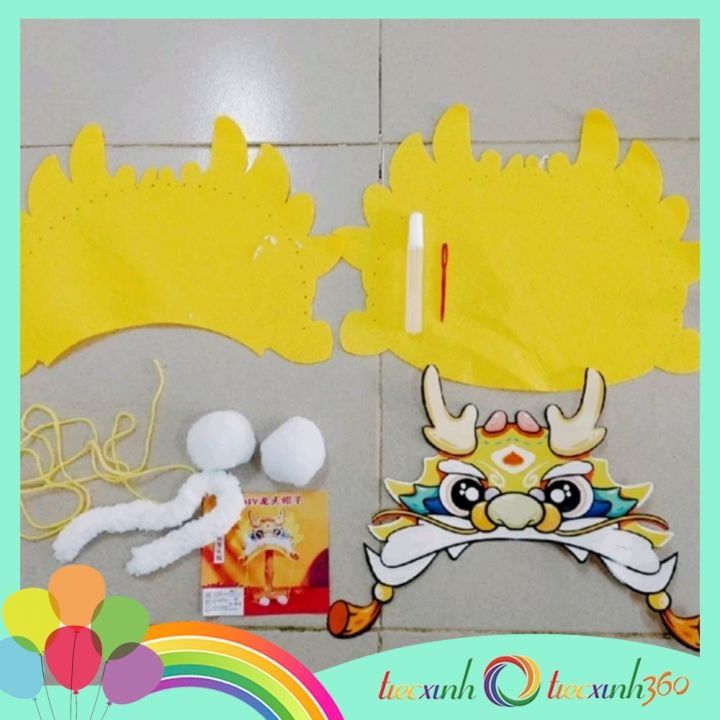  Nón hình đầu lân tết tự làm thủ công diy 