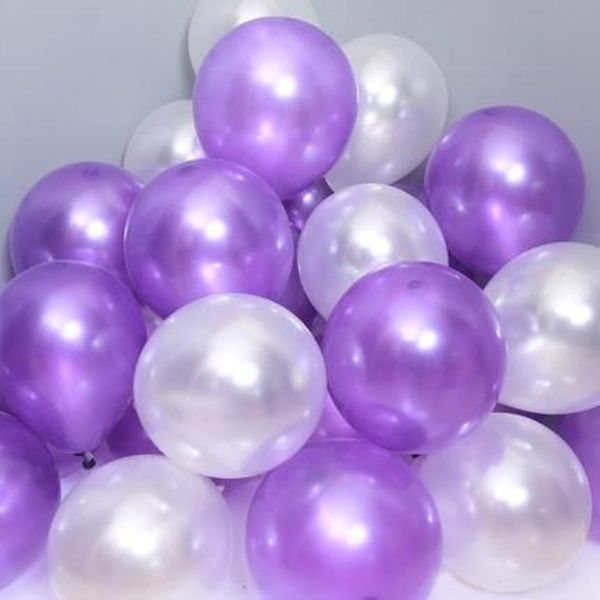  Bong bóng cao su mix tím - trắng (nhũ) gói 30 cái 