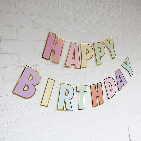  Dây chữ Happy Birthday màu pastel 