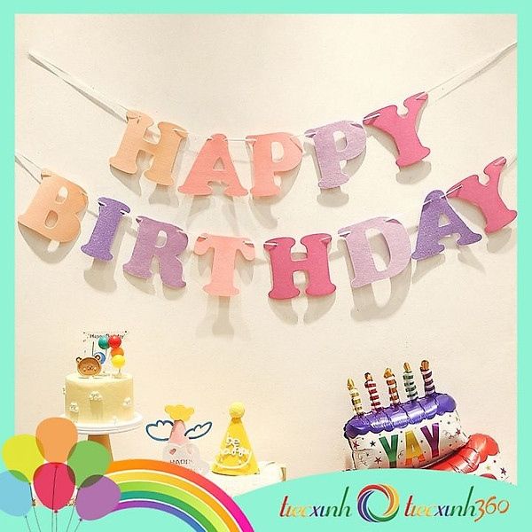  Dây chữ sinh nhật vải nỉ Happy Birthday - NM ngẫu nhiên 
