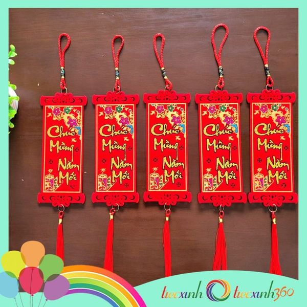  Set 5 liễn treo tết size 7cm Chúc Mừng Năm Mới 