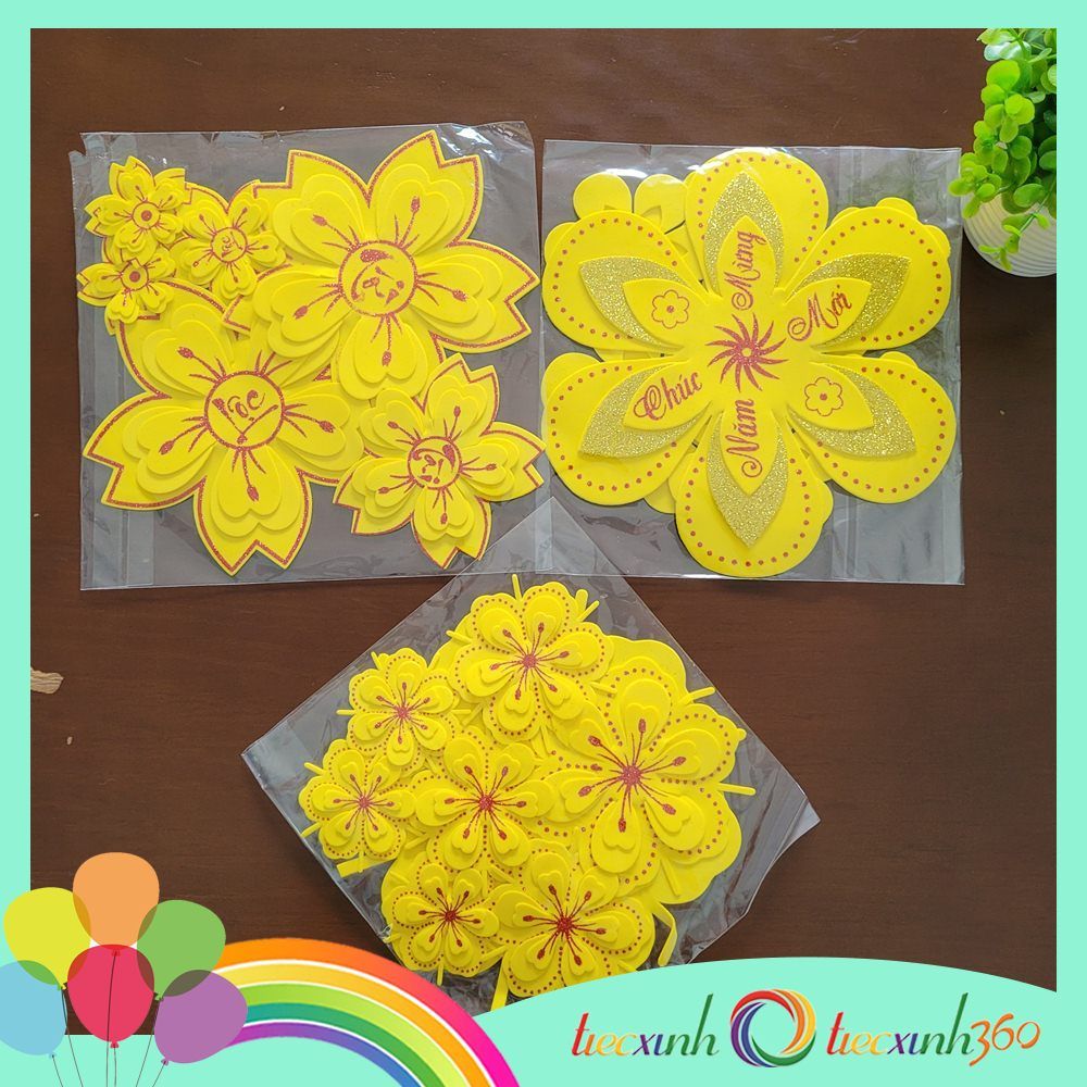  Set hoa mai chúc mừng năm mới mút dẻo trang trí Tết 