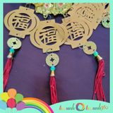  Set 5 dây treo trang trí Tết mẫu lồng đèn chữ Phúc màu vàng lá kẻm 