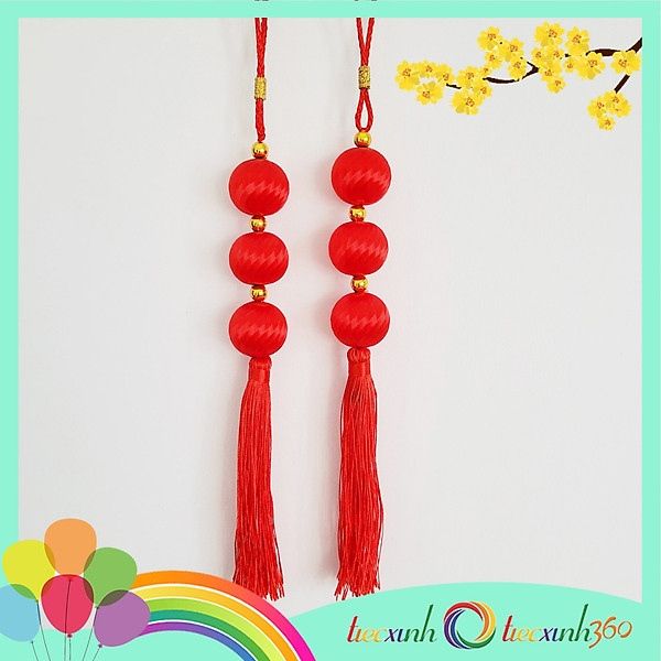  Set 2 dây châu chỉ đỏ mịn trang trí Tết 