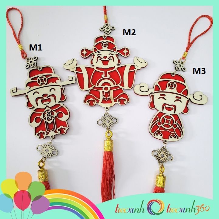  Thần tài treo trang trí Tết bằng gỗ 