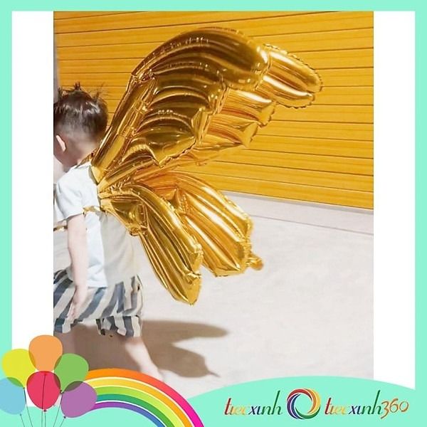  Bong bóng đôi cánh phụ kiện hóa trang-vàng Gold 