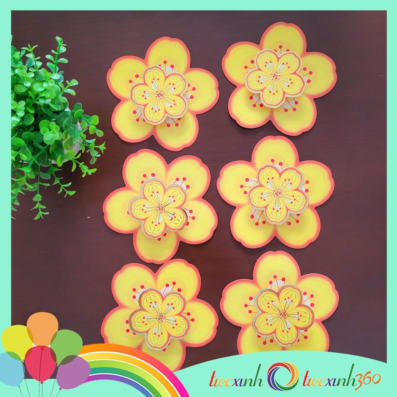  Set hoa mai giấy nổi trang trí Tết - 6 cái lớn 