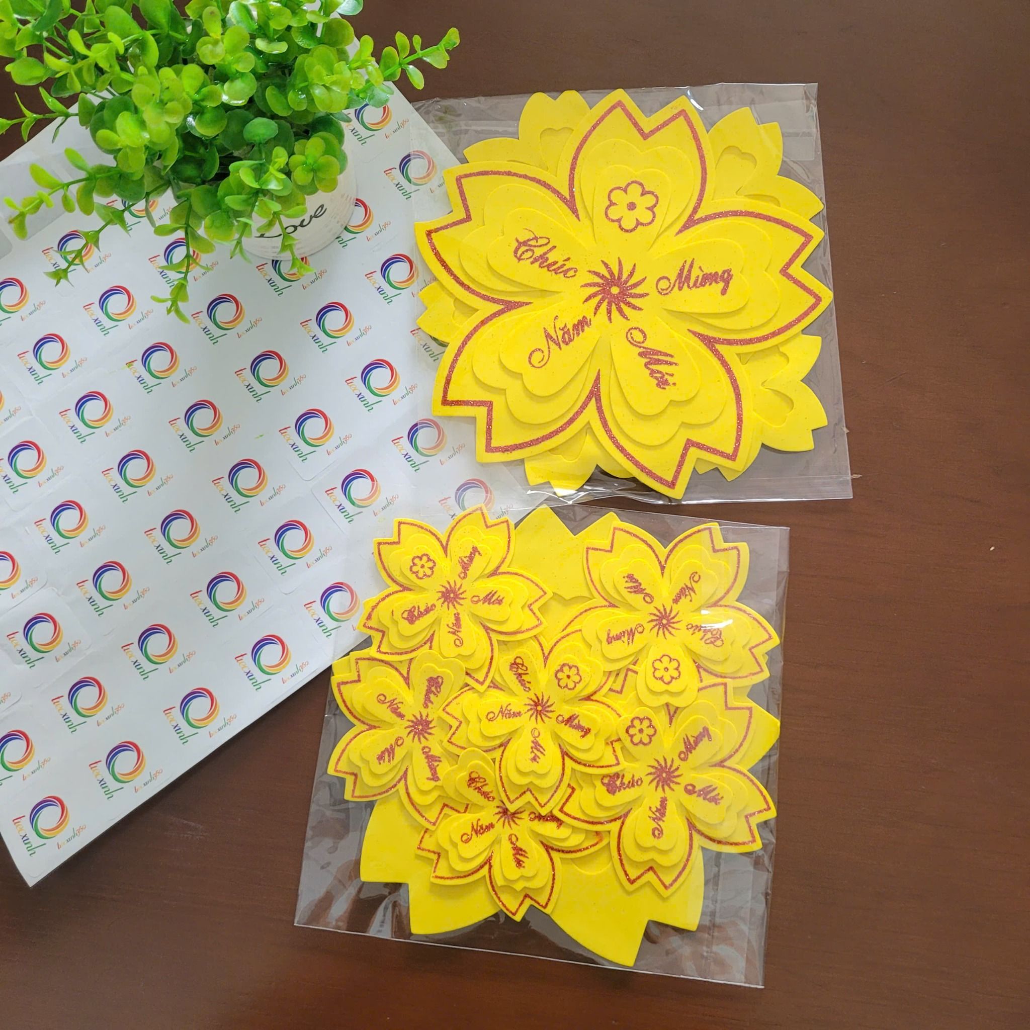  Set hoa mai chúc mừng năm mới mút dẻo trang trí Tết 