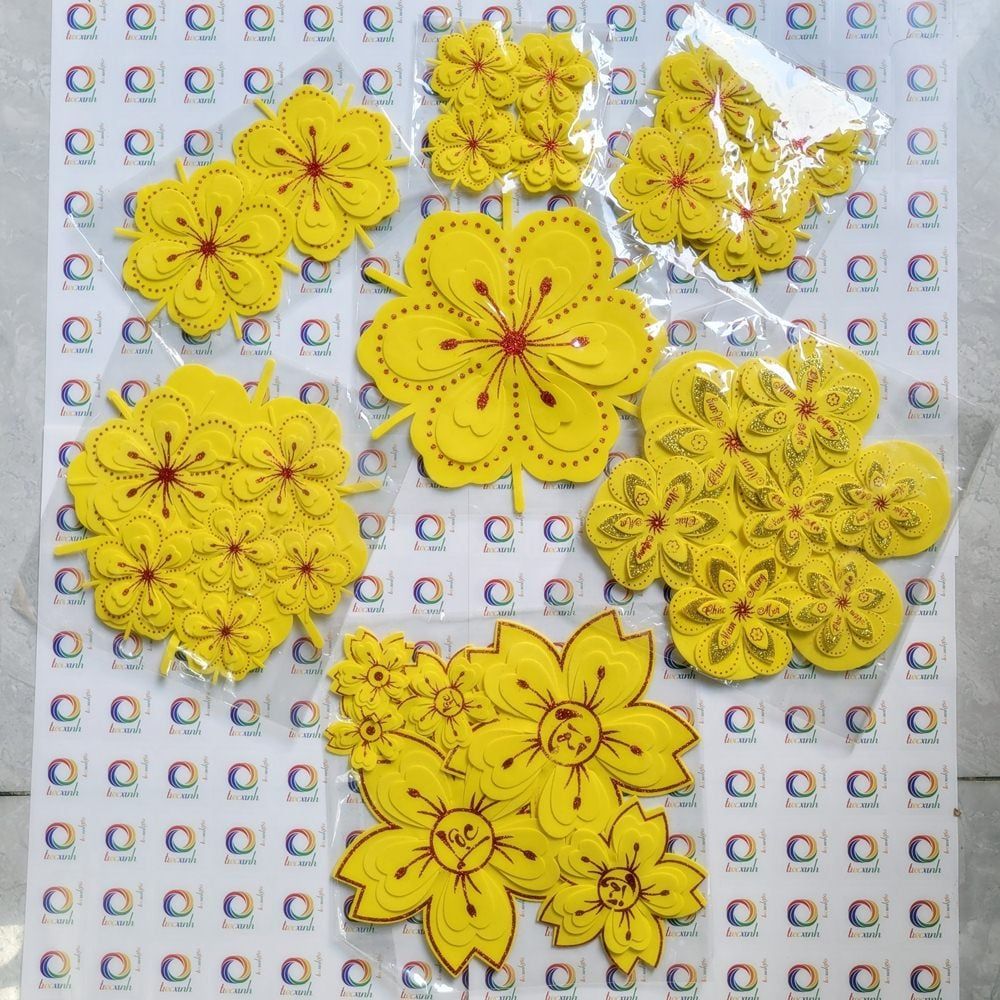  Set hoa mai Tài Lộc mút dẻo trang trí Tết 