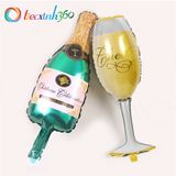  Bong bóng trang trí hình chai và ly rượu champagne - Size nhỏ 